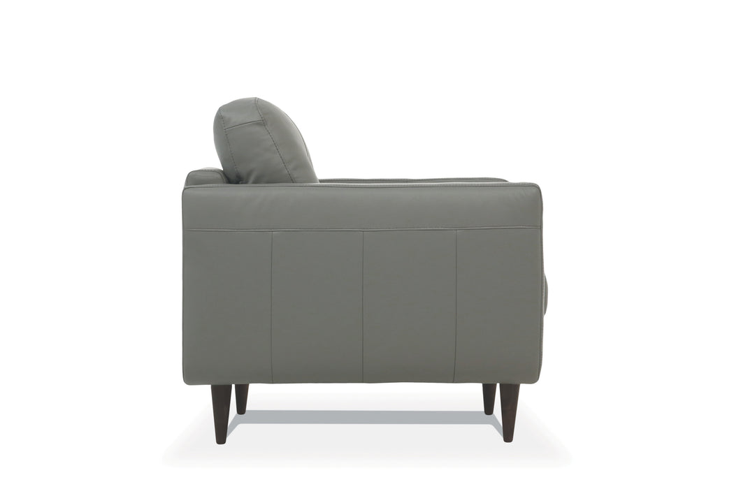 GFD Home - Leatherette Sofa with Tapered Legs and Button Tufted Details, Gray - GreatFurnitureDeal