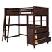 GFD Home - Twin size Loft Bed with Drawers and Desk, Wooden Loft Bed with Shelves - Espresso(OLD SKU: LP000530AAP) - GreatFurnitureDeal