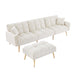 GFD Home - Cream white Velvet Upholstered Reversible Sectional Sofa Bed , L-Shaped Couch with Movable Ottoman For Living Room. - GreatFurnitureDeal