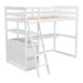 GFD Home - Twin Size Loft Bed with Desk and Shelves, Two Built-in Drawers, White (old SKU: GX000803AAK-1） - GreatFurnitureDeal