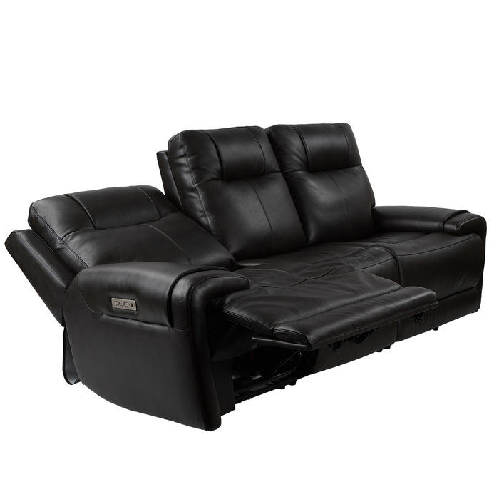 GFD Home - Trevor Triple Power Sofa | Genuine Leather | Lumbar Support | Adjustable Headrest | USB & Type C Charge Port | Middle Armless Chair With Triple Power - GreatFurnitureDeal