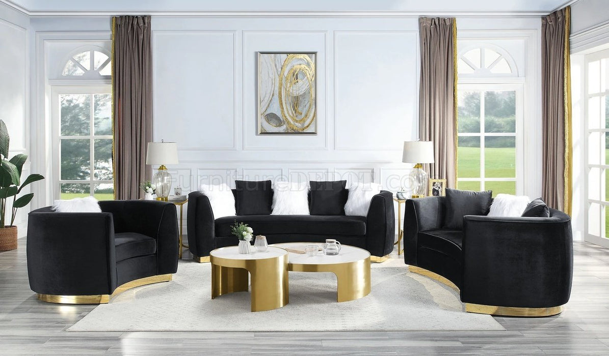 Acme Furniture - Achelle 3 Piece Living Room Set in Black Velvet - LV01045-46-47