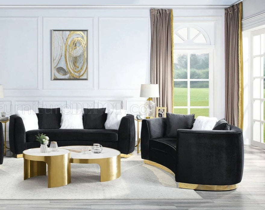 Acme Furniture - Achelle 2 Piece Living Room Set in Black Velvet - LV01045-46 - GreatFurnitureDeal