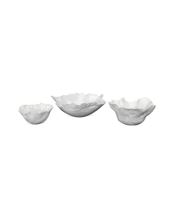 Jamie Young Company - Fleur Ceramic Bowls in White Ceramic (set of 3) - 7FLEU-BOWH - GreatFurnitureDeal