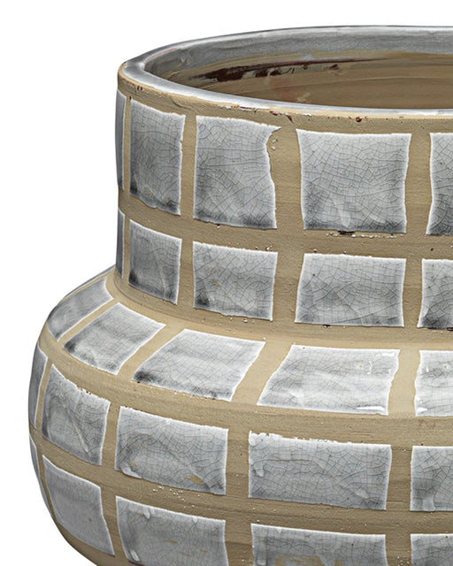 Jamie Young Company - Grid Ceramic Vase in Grey Ceramic - 7GRID-VAGR - GreatFurnitureDeal