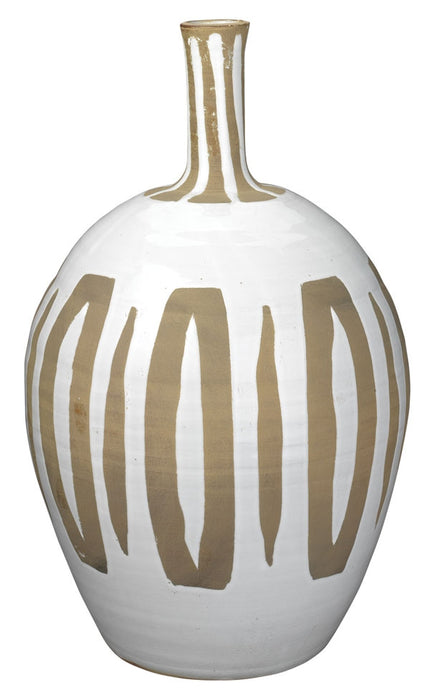 Jamie Young Company - Kindred Vase in Beige and White Ceramic - 7KIND-VAWH