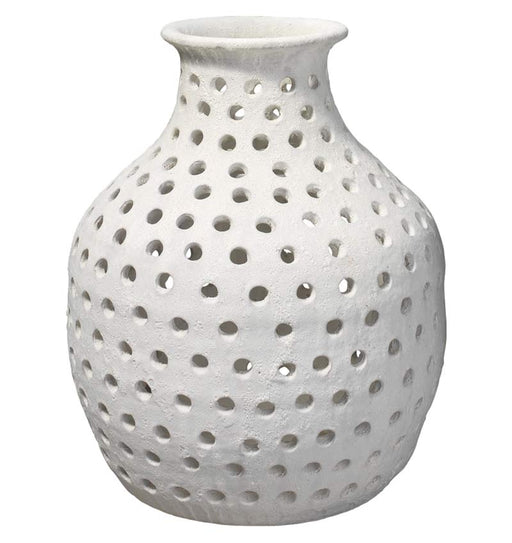 Jamie Young Company - Small Porous Vase in Matte White Ceramic - 7PORU-SMWH - GreatFurnitureDeal