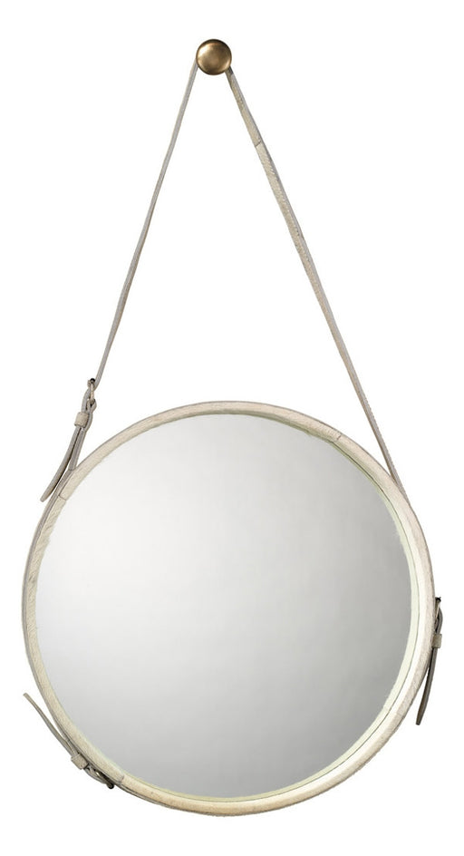 Jamie Young Company - Large Round Mirror in White Hide - 7ROUN-LGWH