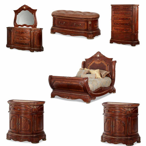 AICO Furniture - Cortina 7 Piece Queen Sleigh Bedroom Set - NF65000QNSL-28-7SET - GreatFurnitureDeal