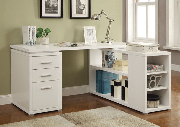 Coaster Furniture - Yvette White L-Shape Desk - 800516