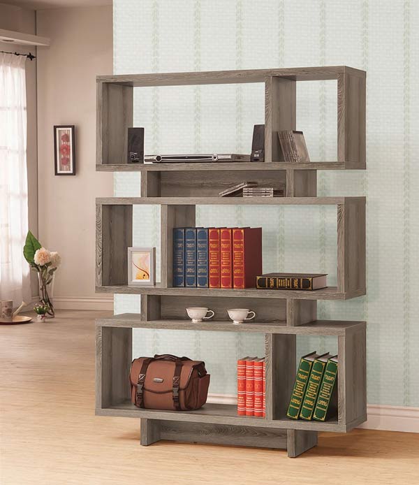 Coaster Furniture - 800554 Weathered Grey Wooden Bookshelf - 800554