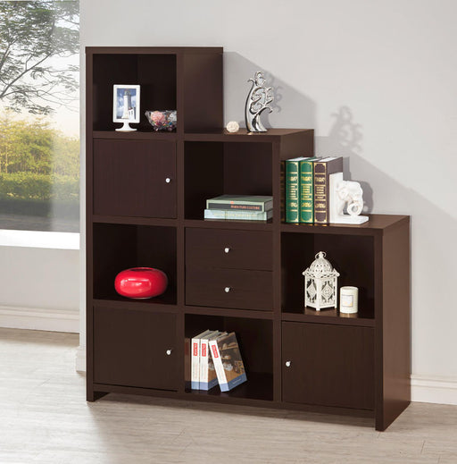 Coaster Furniture - Asymmetrical Bookshelf In Cappuccino - 801170 - GreatFurnitureDeal