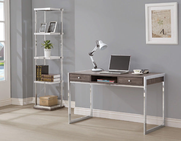 Coaster Furniture - 801221 Weathered Grey Chrome Desk - 801221