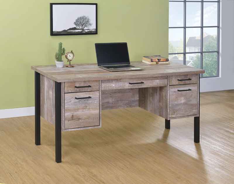 Coaster Furniture - Samson 4-Drawer Office Desk in Weathered Oak - 801950