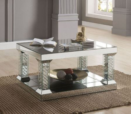 Acme Furniture - Nysa Coffee Table Mirrored & Faux Crystals - 80285 - GreatFurnitureDeal