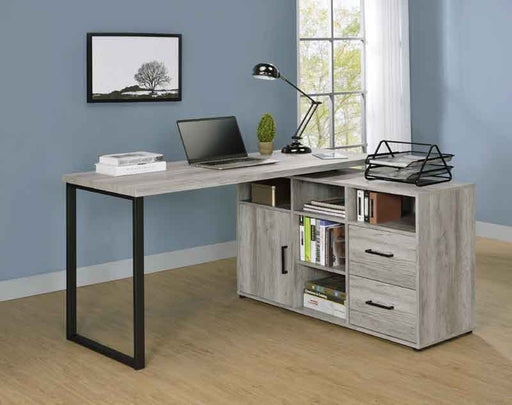Coaster Furniture - Hertford L-Shape Office Desk With Storage in Grey Driftwood - 804462 - GreatFurnitureDeal