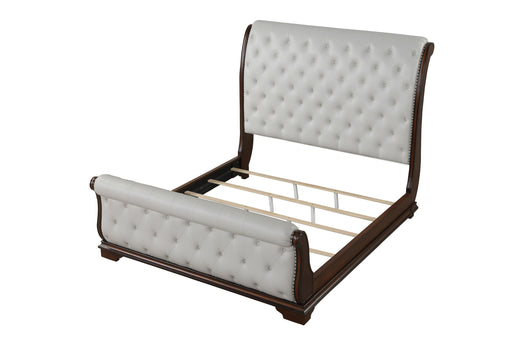 GFD Home - Montage Tufted Upholstery King Bed made with Wood in Walnut - GreatFurnitureDeal
