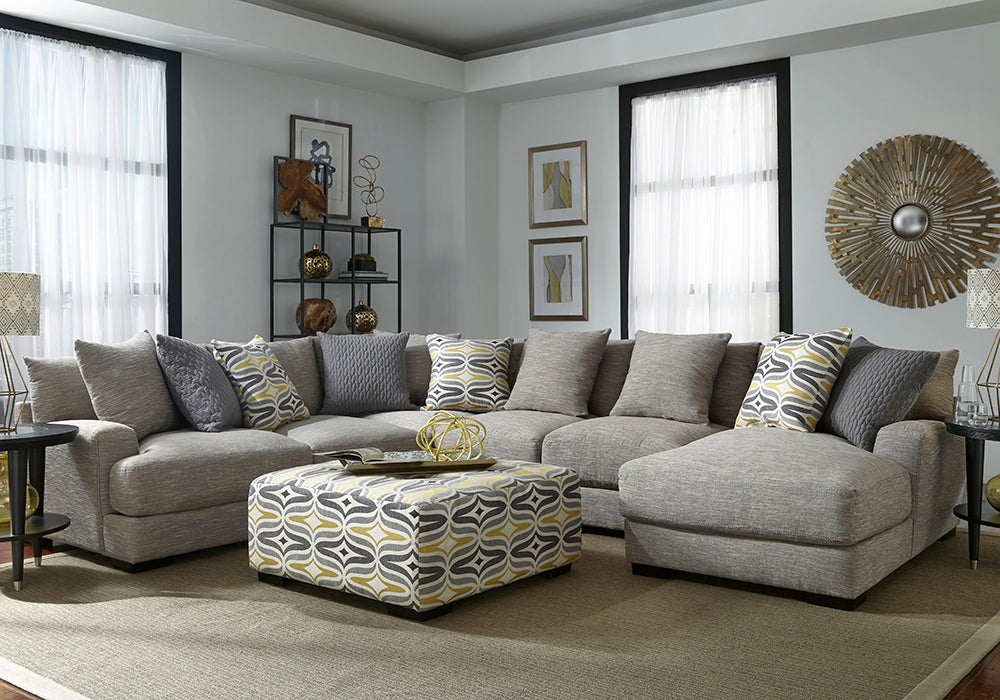 Franklin Furniture - Barton 4 Piece Stationary Sectional Sofa in Fog - 80859-804-803-860-FOG - GreatFurnitureDeal