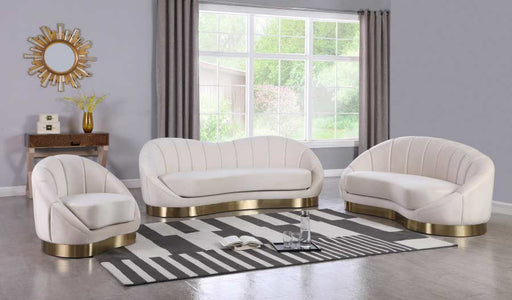 Meridian Furniture - Shelly Velvet Chaise in Cream -  623Cream-Chaise - GreatFurnitureDeal