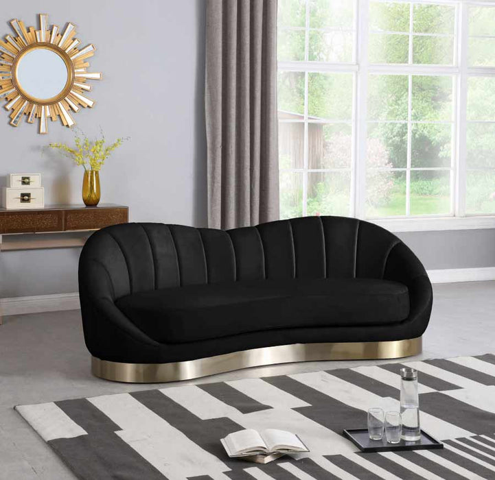 Meridian Furniture - Shelly Velvet Sofa in Black -  623Black-S - GreatFurnitureDeal