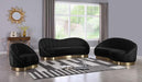 Meridian Furniture - Shelly Velvet Chaise in Black -  623Black-Chaise - GreatFurnitureDeal