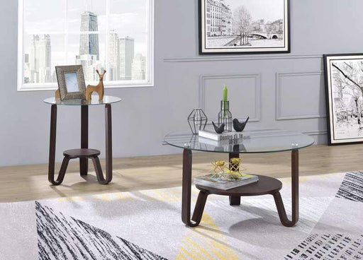 Acme Furniture - Darby Dark Walnut & Clear Glass 3 Piece Occasional Table Set - 81105-3SET