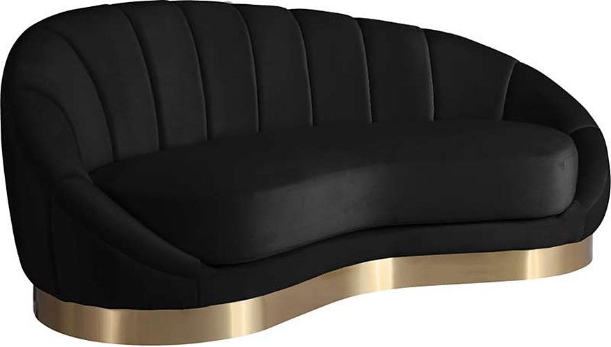 Meridian Furniture - Shelly Velvet Chaise in Black -  623Black-Chaise - GreatFurnitureDeal