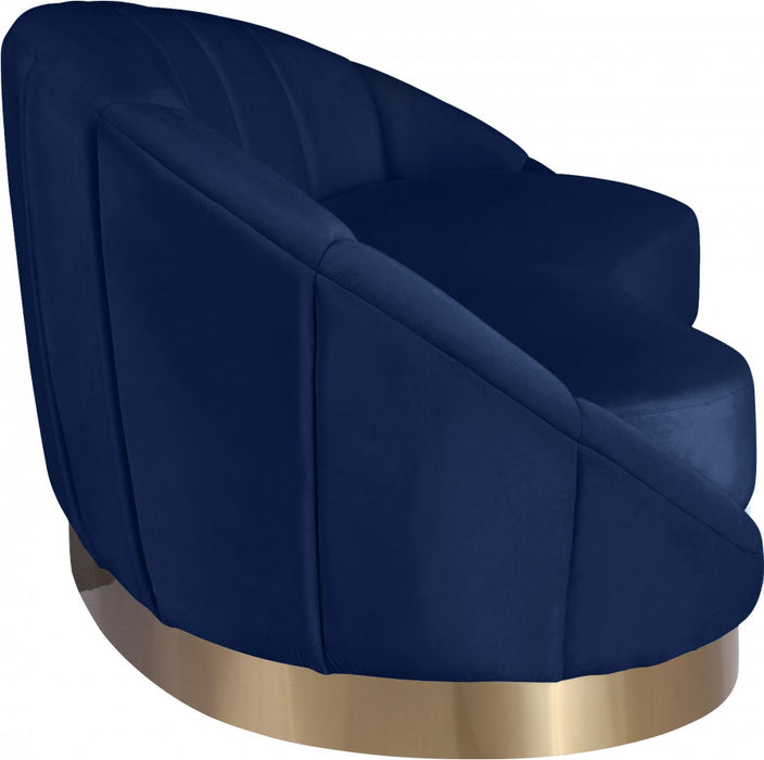 Meridian Furniture - Shelly Velvet Chaise in Navy -  623Navy-Chaise - GreatFurnitureDeal