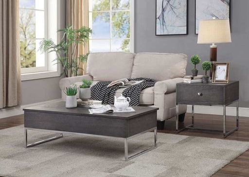 Acme Furniture - Iban Gray Oak & Chrome Coffee Table - 81170 - GreatFurnitureDeal