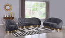 Meridian Furniture - Shelly Velvet Chaise in Grey -  623Grey-Chaise - GreatFurnitureDeal