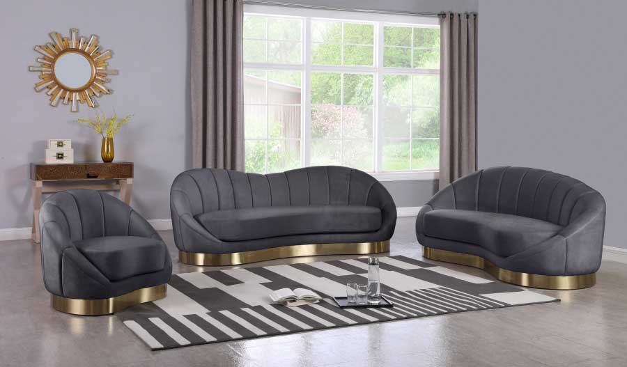Meridian Furniture - Shelly Velvet Chaise in Grey -  623Grey-Chaise