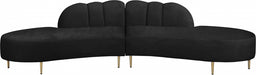 Meridian Furniture - Divine Velvet 2 Piece Sectional in Black - 618Black-Sectional - GreatFurnitureDeal
