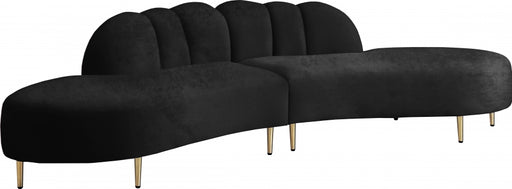Meridian Furniture - Divine Velvet 2 Piece Sectional in Black - 618Black-Sectional - GreatFurnitureDeal