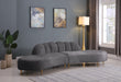 Meridian Furniture - Divine Velvet 2 Piece Sectional in Grey - 618Grey-Sectional - GreatFurnitureDeal