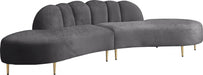 Meridian Furniture - Divine Velvet 2 Piece Sectional in Grey - 618Grey-Sectional - GreatFurnitureDeal