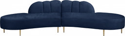 Meridian Furniture - Divine Velvet 2 Piece Sectional in Navy - 618Navy-Sectional - GreatFurnitureDeal