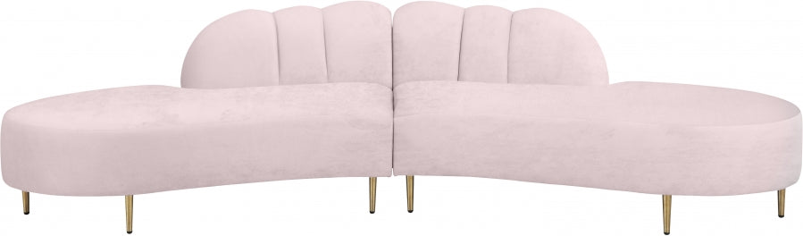 Meridian Furniture - Divine Velvet 2 Piece Sectional in Pink - 618Pink-Sectional - GreatFurnitureDeal