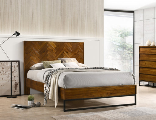 Meridian Furniture - Reed Wood Queen Bed in Antique Coffee - Reed-Q - GreatFurnitureDeal