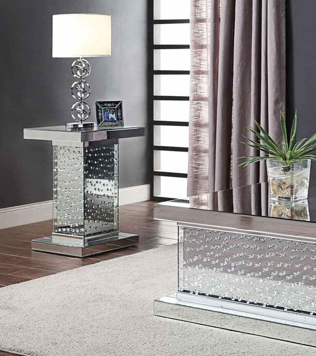 Acme Furniture - Nysa Mirrored & Faux Crystals End Table - 81412