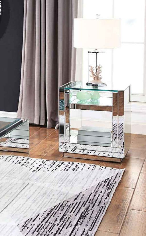 Acme Furniture - Nysa Mirrored & Faux Crystals End Table - 81472 - GreatFurnitureDeal