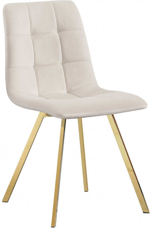 Meridian Furniture - Annie Velvet Dining Chair Set of 2 in Cream - 979Cream-C - GreatFurnitureDeal