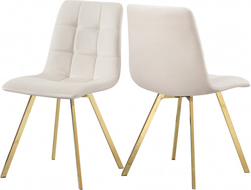 Meridian Furniture - Annie Velvet Dining Chair Set of 2 in Cream - 979Cream-C - GreatFurnitureDeal