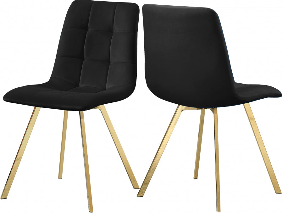 Meridian Furniture - Annie Velvet Dining Chair Set of 2 in Black - 979Black-C - GreatFurnitureDeal