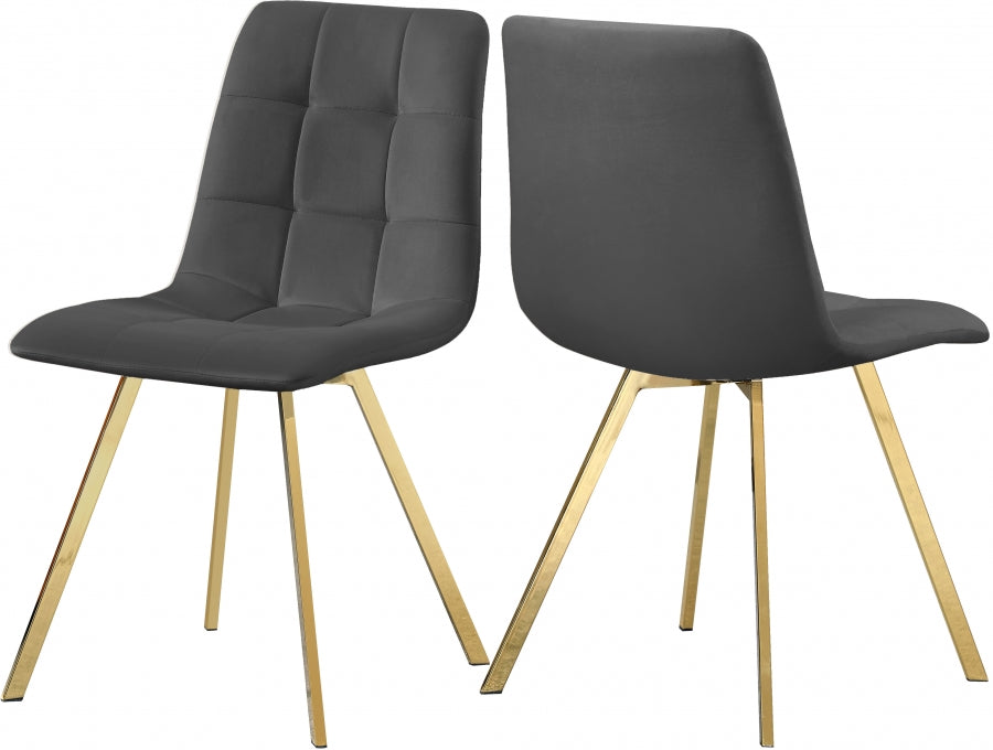 Meridian Furniture - Annie Velvet Dining Chair Set of 2 in Grey - 979Grey-C - GreatFurnitureDeal