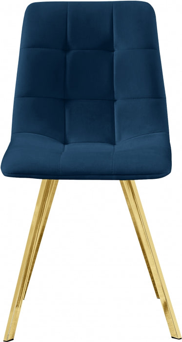 Meridian Furniture - Annie Velvet Dining Chair Set of 2 in Navy - 979Navy-C - GreatFurnitureDeal