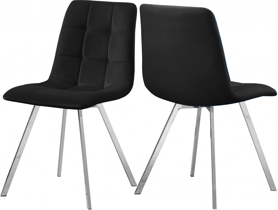 Meridian Furniture - Annie Velvet Dining Chair Set of 2 in Black - 980Black-C - GreatFurnitureDeal