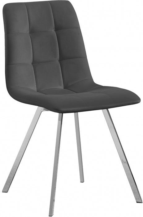 Meridian Furniture - Annie Velvet Dining Chair Set of 2 in Grey - 980Grey-C - GreatFurnitureDeal