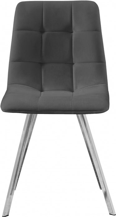 Meridian Furniture - Annie Velvet Dining Chair Set of 2 in Grey - 980Grey-C - GreatFurnitureDeal