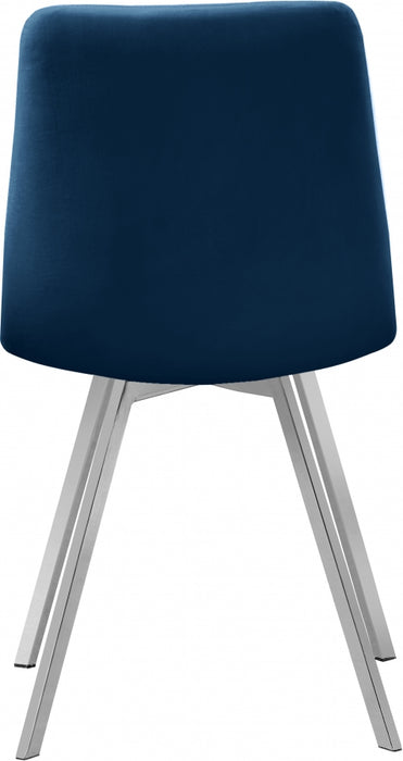 Meridian Furniture - Annie Velvet Dining Chair Set of 2 in Navy - 980Navy-C