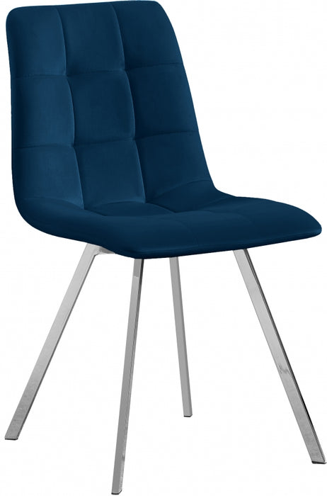 Meridian Furniture - Annie Velvet Dining Chair Set of 2 in Navy - 980Navy-C - GreatFurnitureDeal